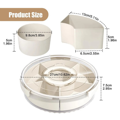 Divided Serving Tray with Lid and Handle, Multi-Purpose Food Platter Lunch Box for Charcuterie Veggie Fruit,Travel Beach Picnic Outdoor Essentials