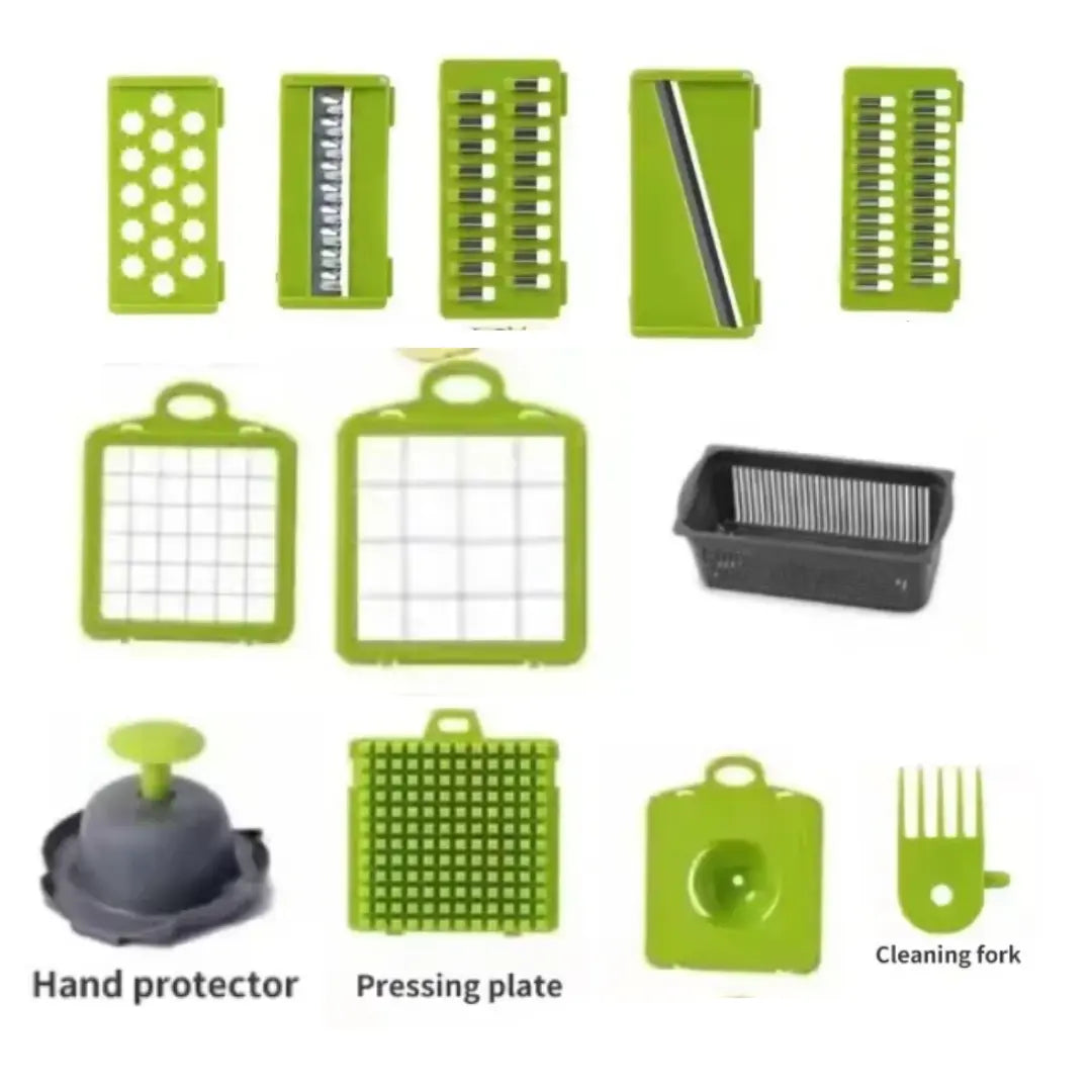 16-In-1 Vegetable Chopper & Mandoline Slicer Set - Multi-Function Kitchen Utensil for Chopping, Food Prep, with Dicer, Cutter, Peeler