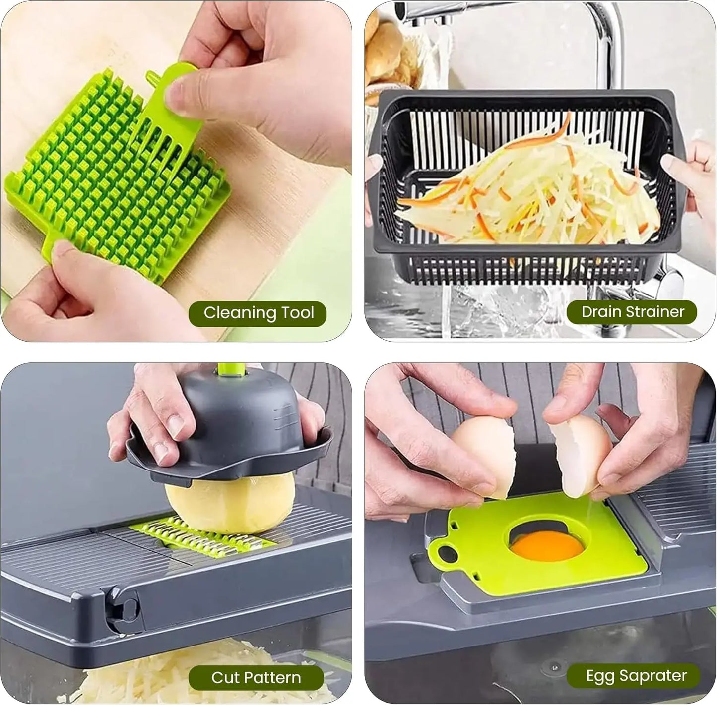 16-In-1 Vegetable Chopper & Mandoline Slicer Set - Multi-Function Kitchen Utensil for Chopping, Food Prep, with Dicer, Cutter, Peeler