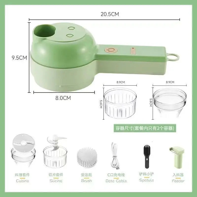 Multi-Functional Stainless Steel New Gatling-Style Electric Handheld Food Processor - Kitchen Vegetable Chopper for Cutting Vegetables, Precision Slicer, Fine Grater, Household Garlic Masher, Cup Slicer Plate, Banana Fast Cutter