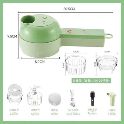 Multi-Functional Stainless Steel New Gatling-Style Electric Handheld Food Processor - Kitchen Vegetable Chopper for Cutting Vegetables, Precision Slicer, Fine Grater, Household Garlic Masher, Cup Slicer Plate, Banana Fast Cutter