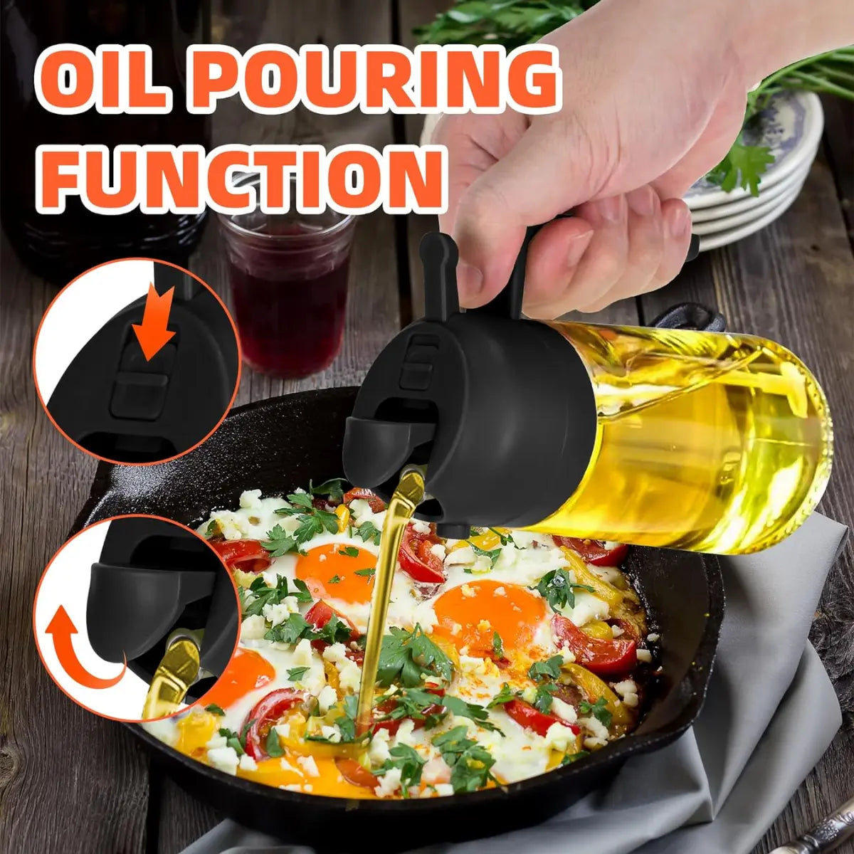16Oz(470Ml)Oil Dispenser Bottle,2-In-1 Olive Oil Dispenser and Oil Sprayer, Pour for Kitchen, 16Oz/470Ml Glass Oil Bottle for Air Fryer, Salad, Frying