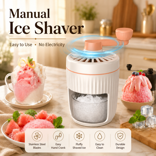 Hand-Crank Ice Shaver & Crusher Machine – Manual Snow Cone Maker | Improved Kitchen
