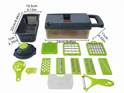 16-In-1 Vegetable Chopper & Mandoline Slicer Set - Multi-Function Kitchen Utensil for Chopping, Food Prep, with Dicer, Cutter, Peeler