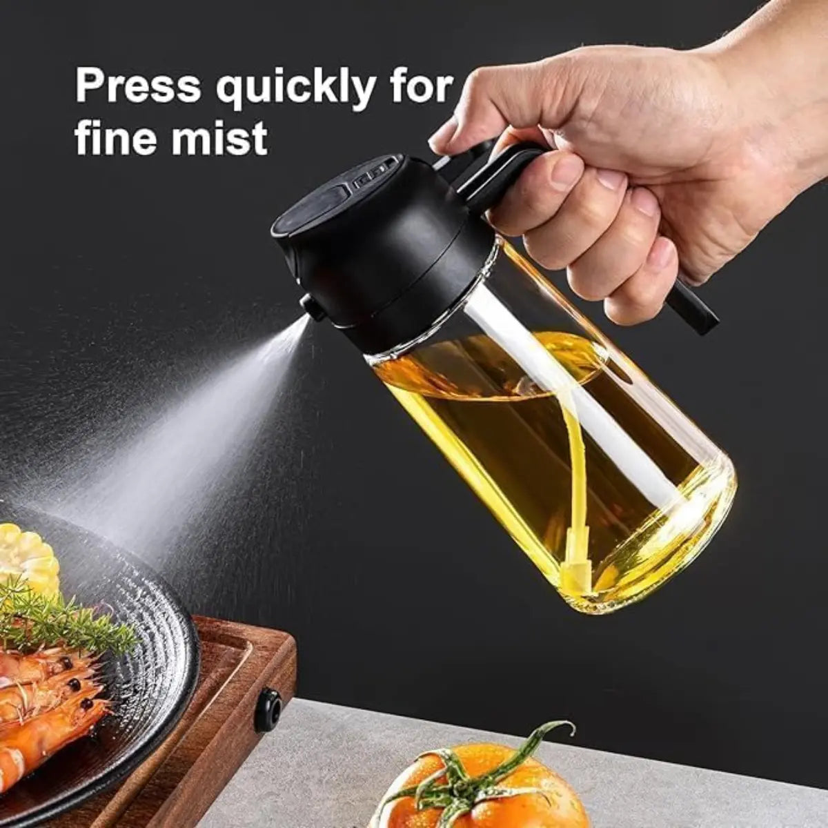 16Oz(470Ml)Oil Dispenser Bottle,2-In-1 Olive Oil Dispenser and Oil Sprayer, Pour for Kitchen, 16Oz/470Ml Glass Oil Bottle for Air Fryer, Salad, Frying