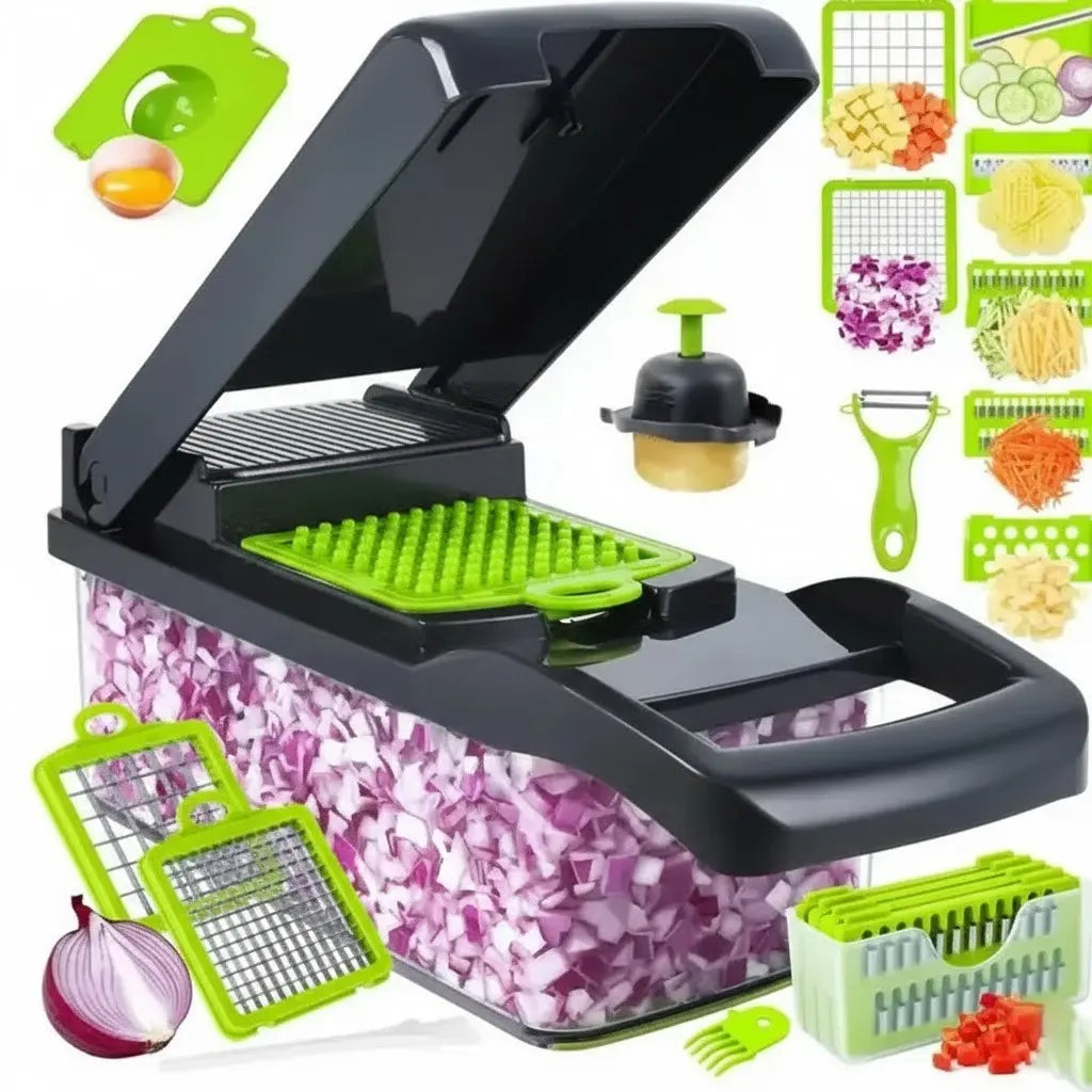 16-In-1 Vegetable Chopper & Mandoline Slicer Set - Multi-Function Kitchen Utensil for Chopping, Food Prep, with Dicer, Cutter, Peeler
