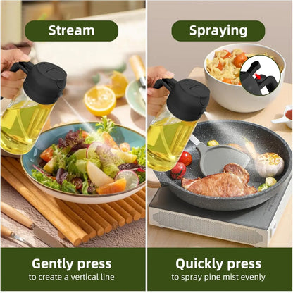 16Oz(470Ml)Oil Dispenser Bottle,2-In-1 Olive Oil Dispenser and Oil Sprayer, Pour for Kitchen, 16Oz/470Ml Glass Oil Bottle for Air Fryer, Salad, Frying