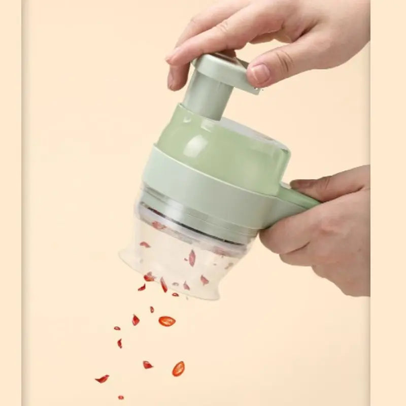 Multi-Functional Stainless Steel New Gatling-Style Electric Handheld Food Processor - Kitchen Vegetable Chopper for Cutting Vegetables, Precision Slicer, Fine Grater, Household Garlic Masher, Cup Slicer Plate, Banana Fast Cutter